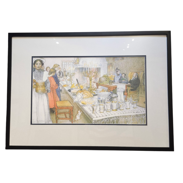 Carl Larsson: On Christmas Eve, The Huge Long Table . . . - Framed Print