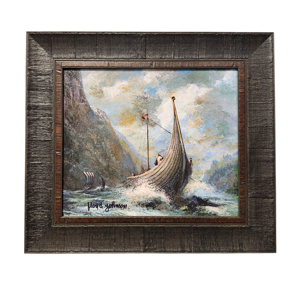 Floyd Johnson: "Scandinavian Heritage" Acrylic with Dark Brown Frame - Print