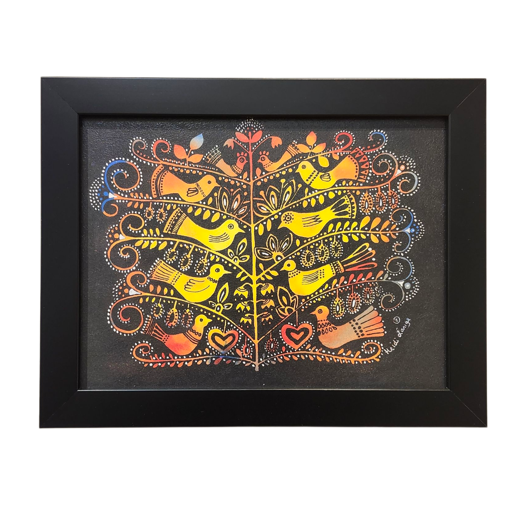 Heidi Lange: Tree of Birds (Yellow) - Framed Print