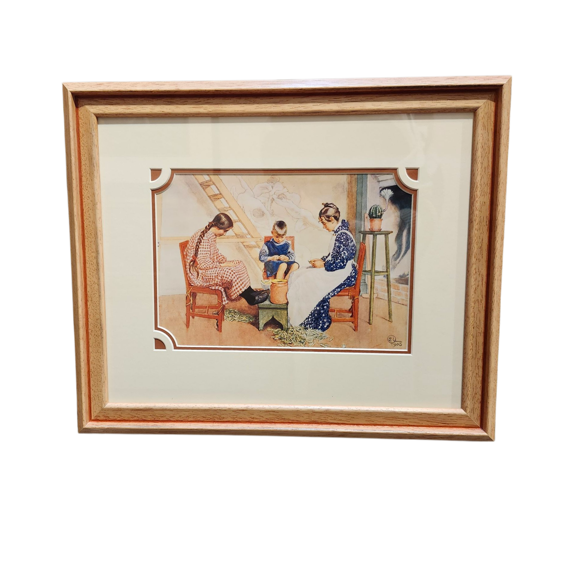 Carl Larsson: Shelling Peas - Framed Print