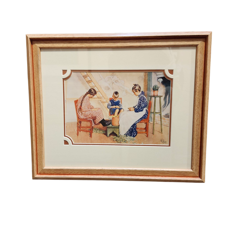 Carl Larsson: Shelling Peas - Framed Print