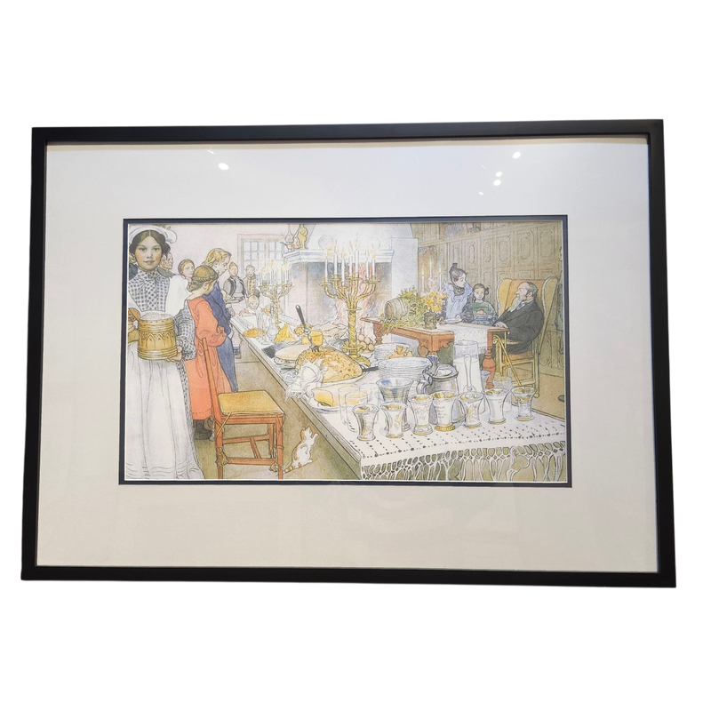 Carl Larsson: On Christmas Eve, The Huge Long Table . . . - Framed Print