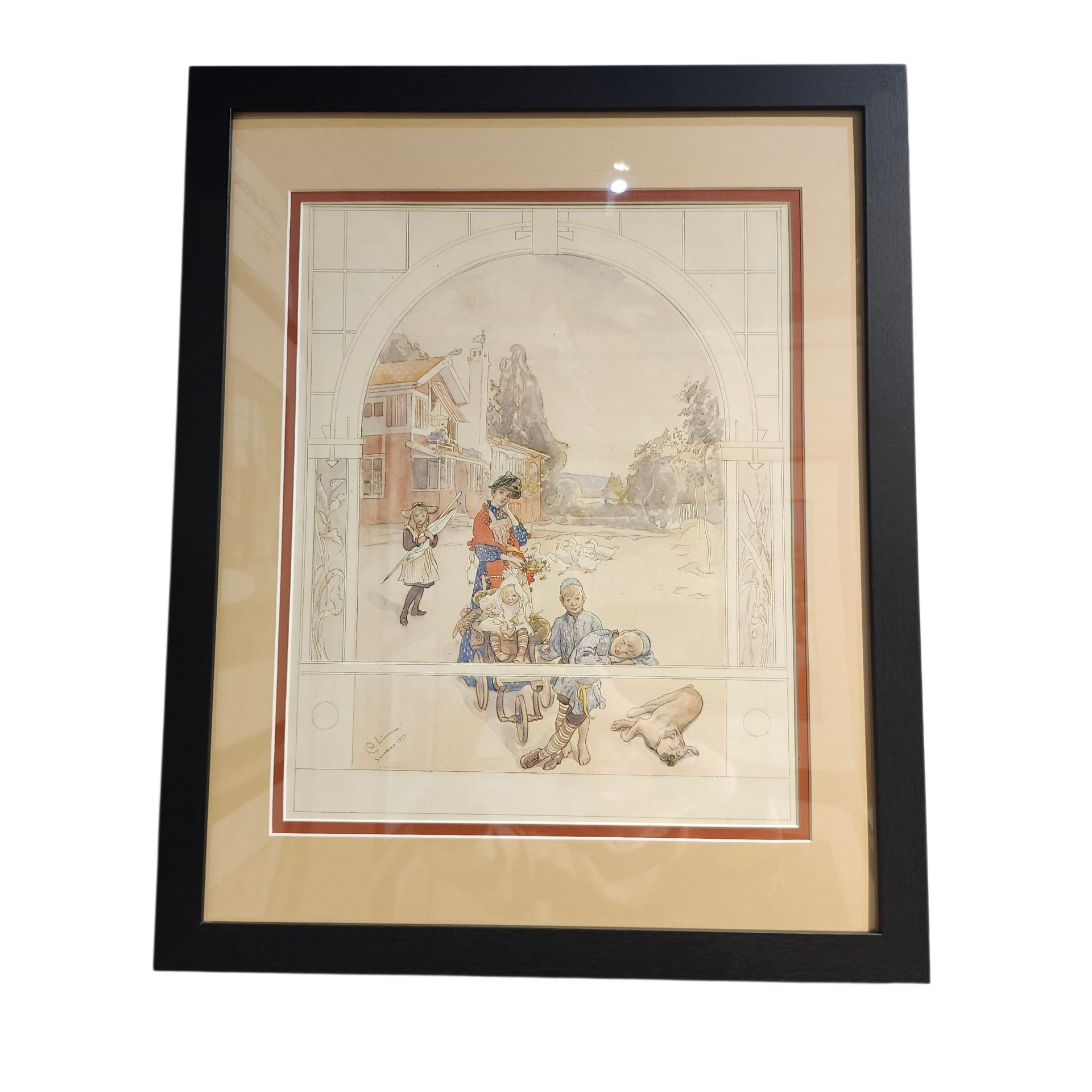 Carl Larsson: Family Seen Through a Window - Framed Print