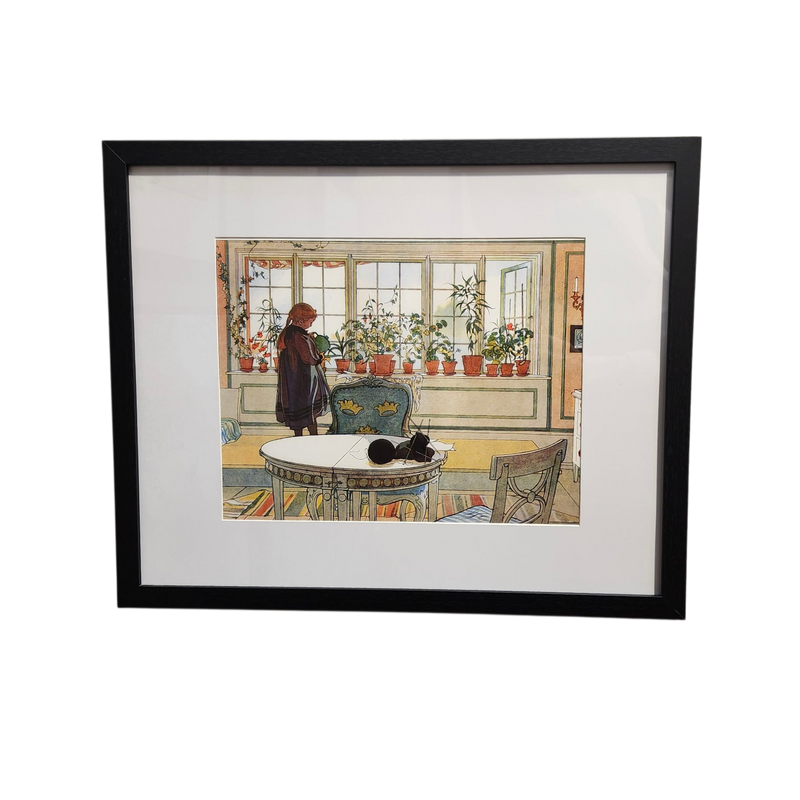 Carl Larsson: Flowers on the Windowsill - Framed Print
