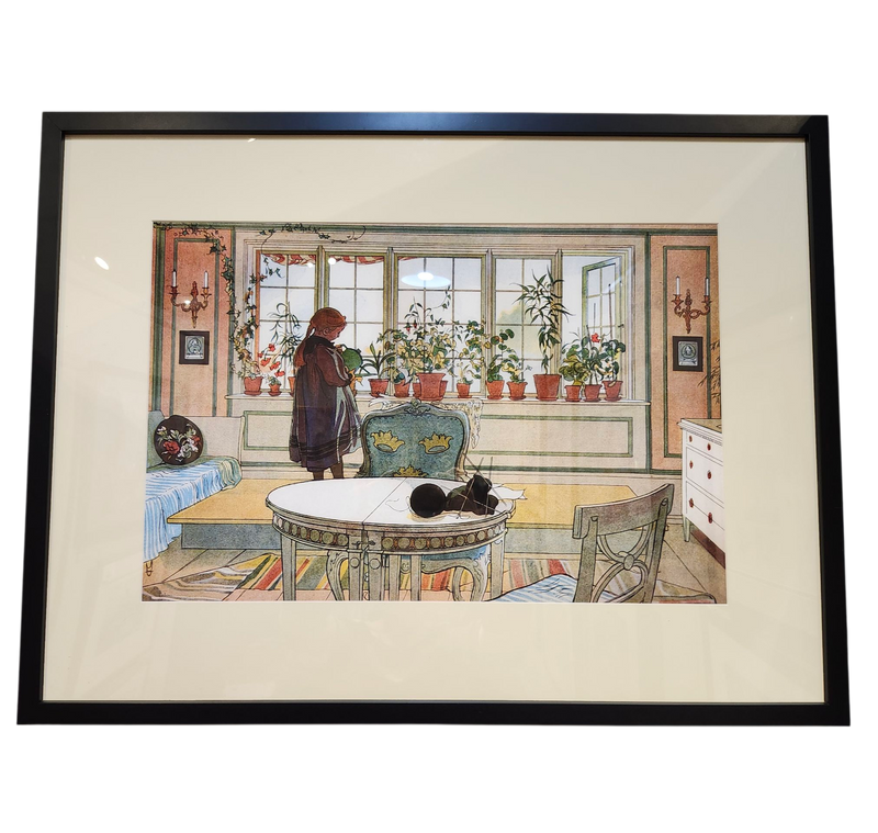 Carl Larsson: Flowers on the Windowsill - Framed Print