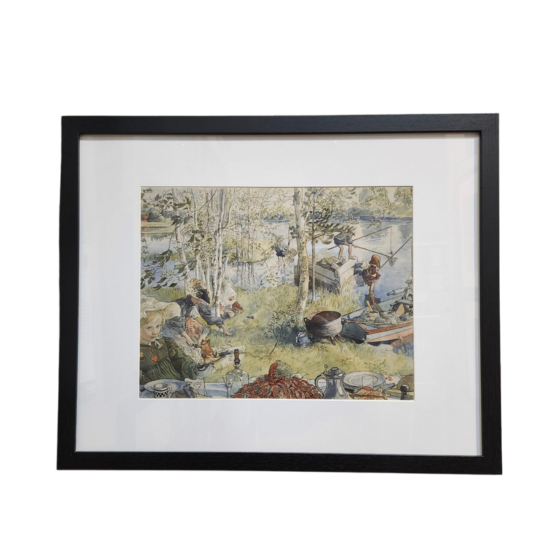 Carl Larsson: Crayfishing  - Framed Print