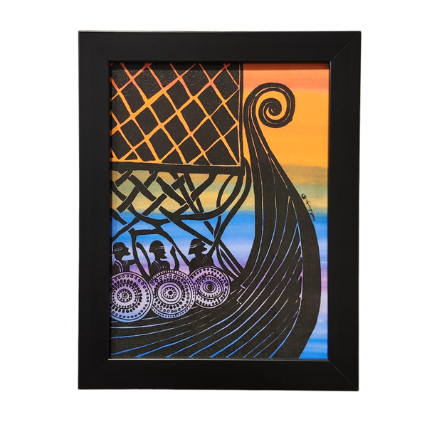 Heidi Lange: "Viking Ship" Leif Eriksson - Framed Print
