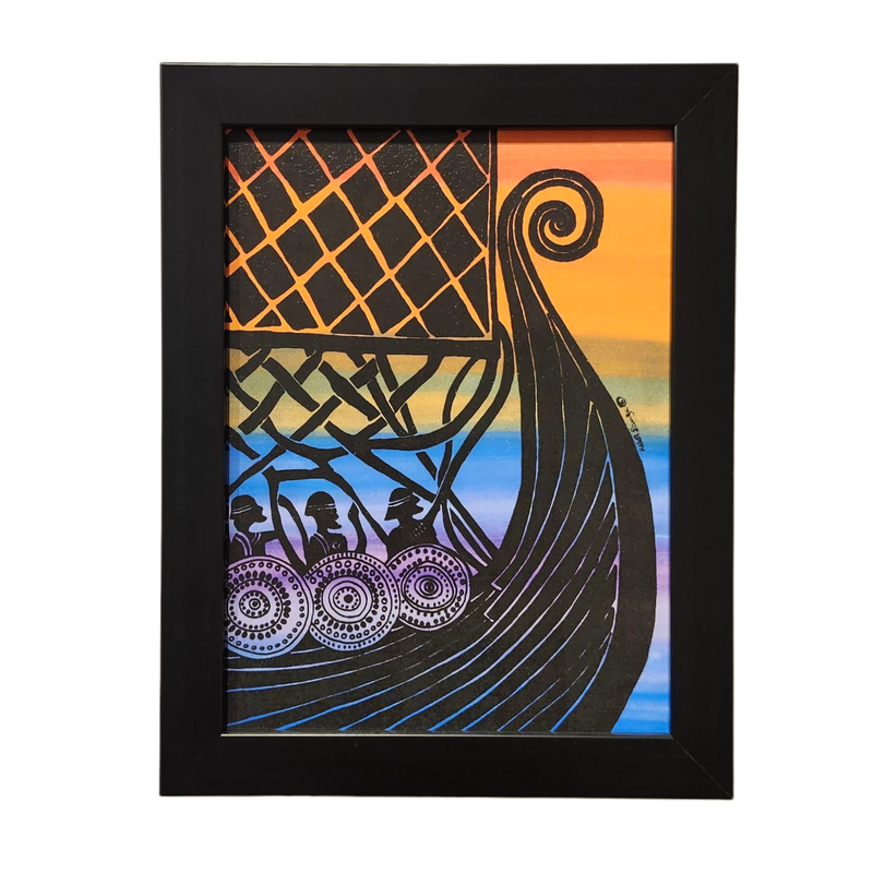 Heidi Lange: "Viking Ship" Leif Eriksson - Framed Print