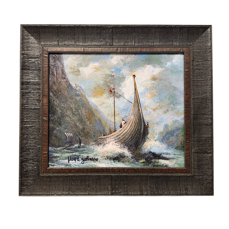 Floyd Johnson: "Scandinavian Heritage" Acrylic with Dark Brown Frame - Print