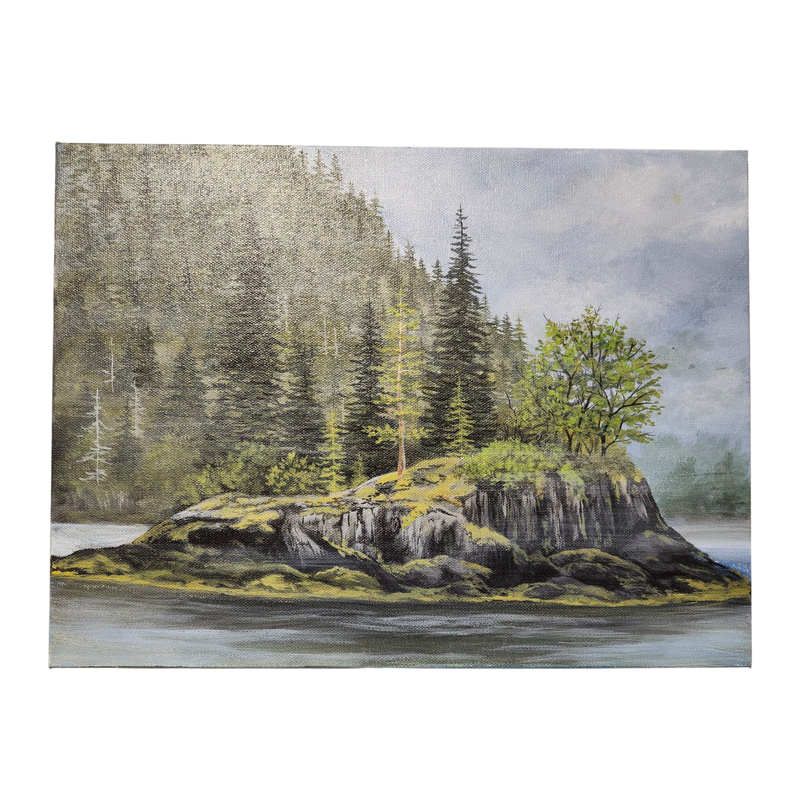 Pam Anderson: Rocky Lakeshore - Original Canvas Painting