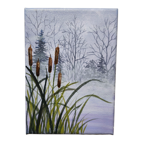 Pam Anderson: Cattails- Original Canvas Painting