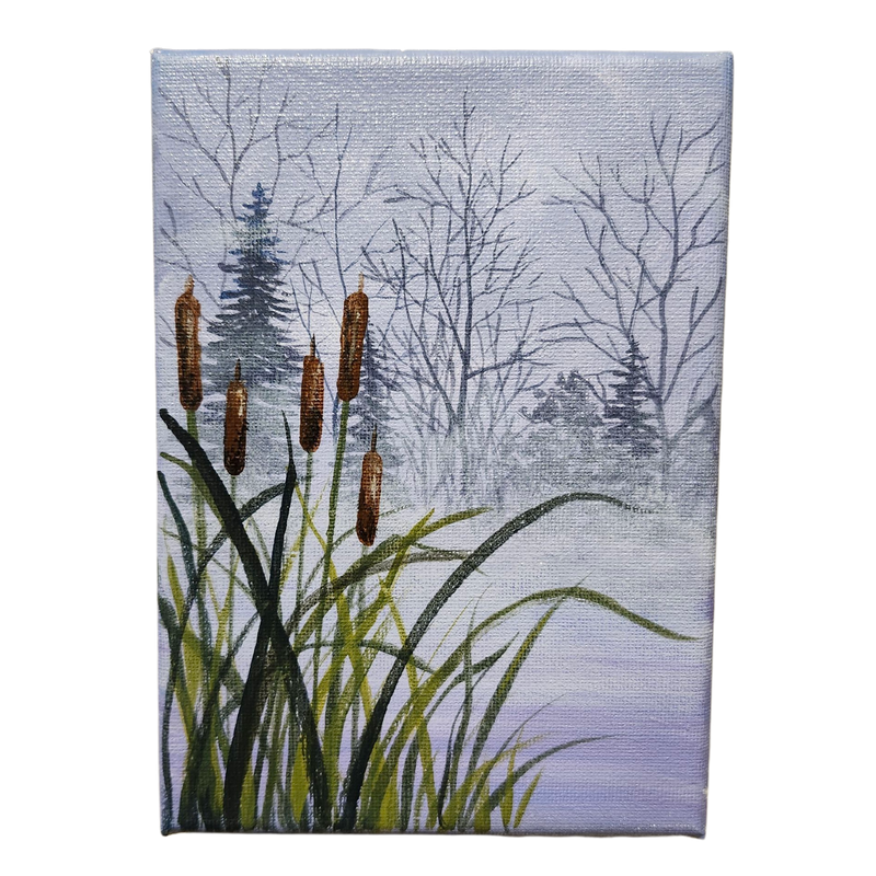 Pam Anderson: Cattails- Original Canvas Painting