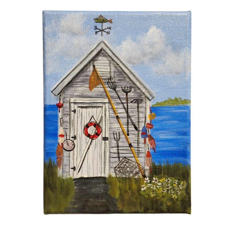 Pam Anderson: Fishing Shed - Original Canvas Painting