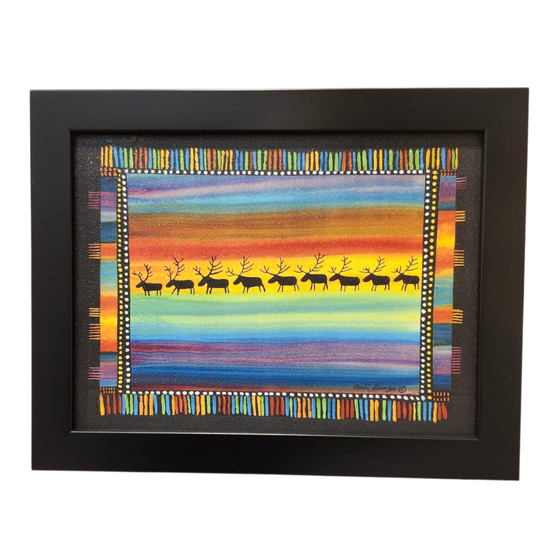 Heidi Lange: "Sami Reindeer" - Framed Print