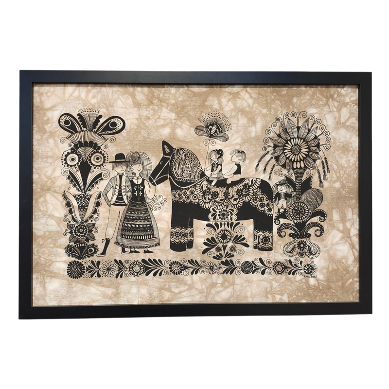 Heidi Lange: "Dala Horse & Family" - Framed Silkscreen