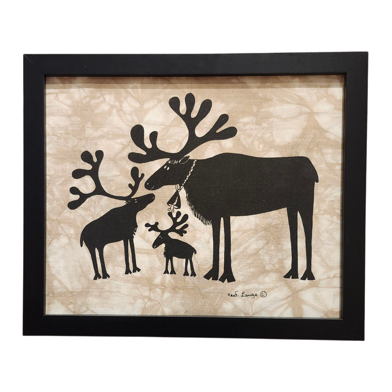 Heidi Lange: "Reindeer Family" - Framed Silkscreen
