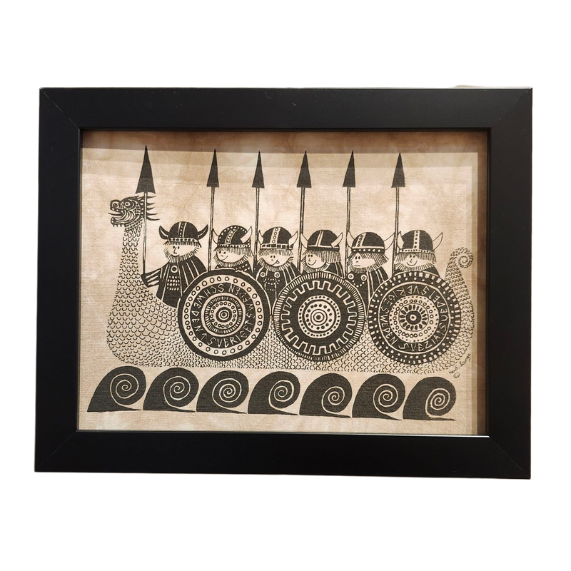 Heidi Lange: Happy Vikings - Framed Silkscreen