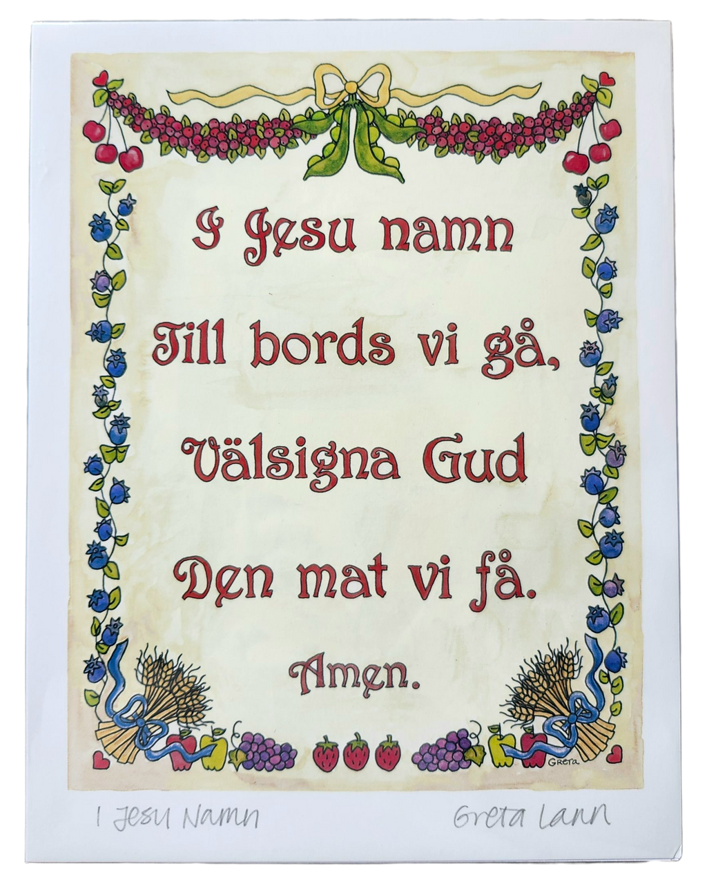 Greta Lann: "I Jesu Namn " In Jesus Name Prayer - Print