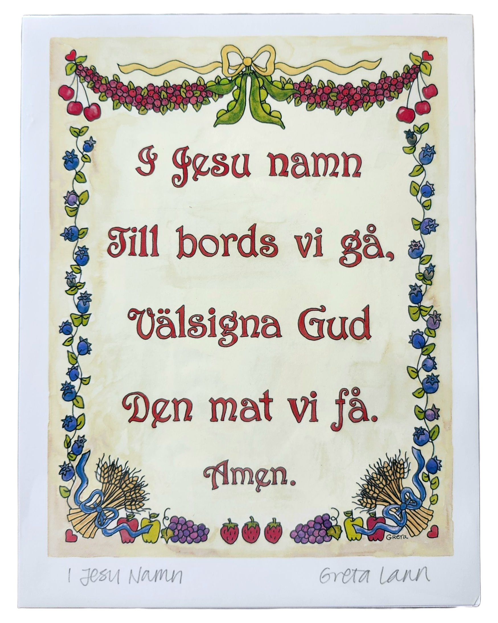 Greta Lann: "I Jesu Namn " In Jesus Name Prayer - Print