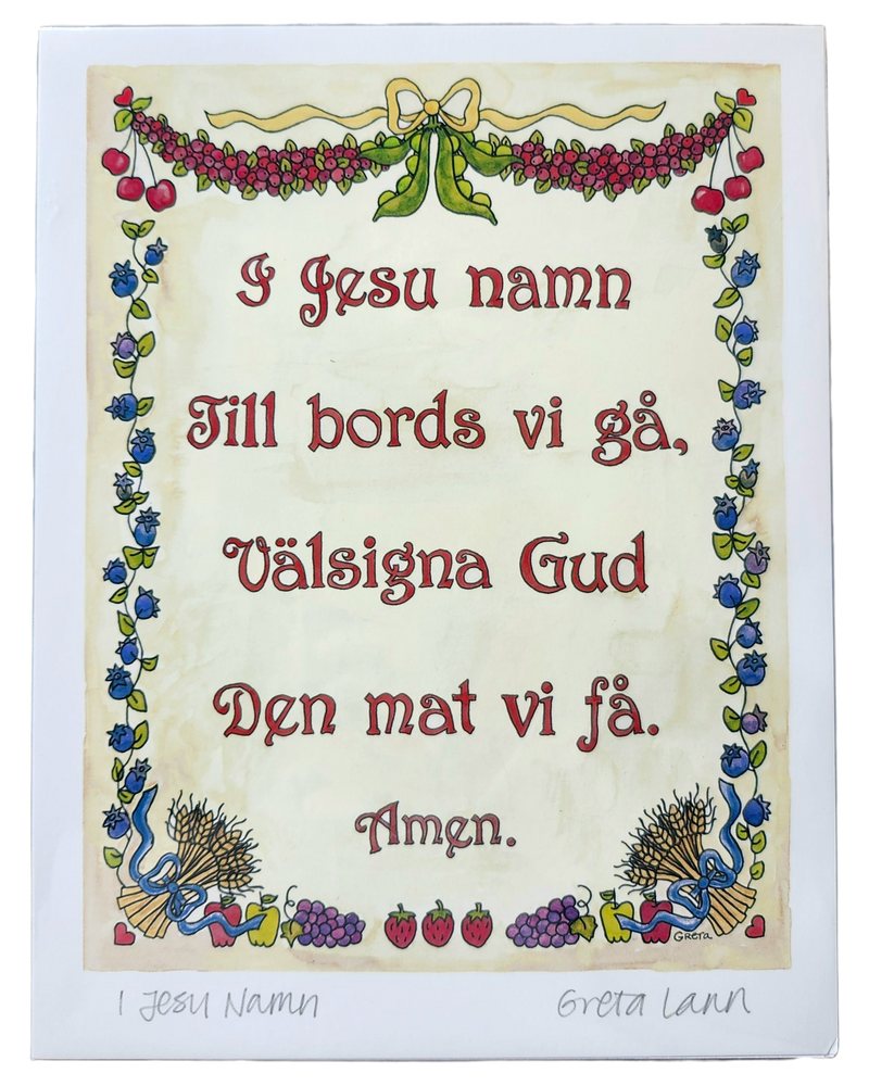 Greta Lann: "I Jesu Namn " In Jesus Name Prayer - Print