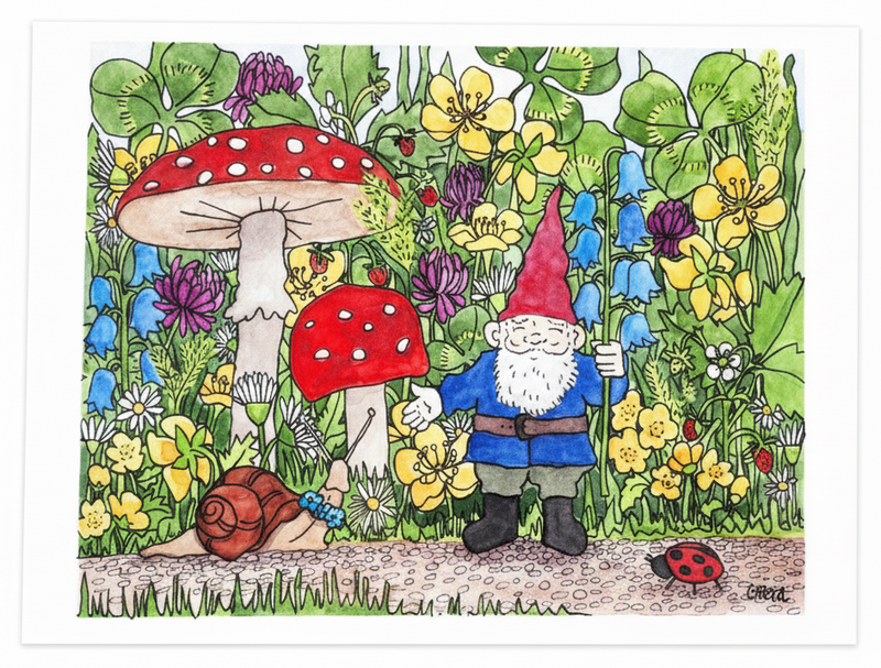 Greta Lann: "Gnome in the Garden" - Print