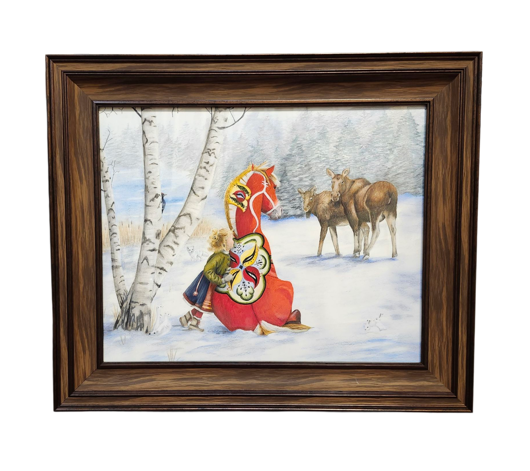 Rachael Koppendrayer: Dala Horse "Nature Watch" - Framed Original