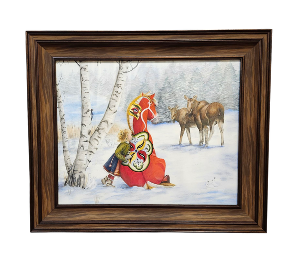 Rachael Koppendrayer: Dala Horse "Nature Watch" - Framed Original